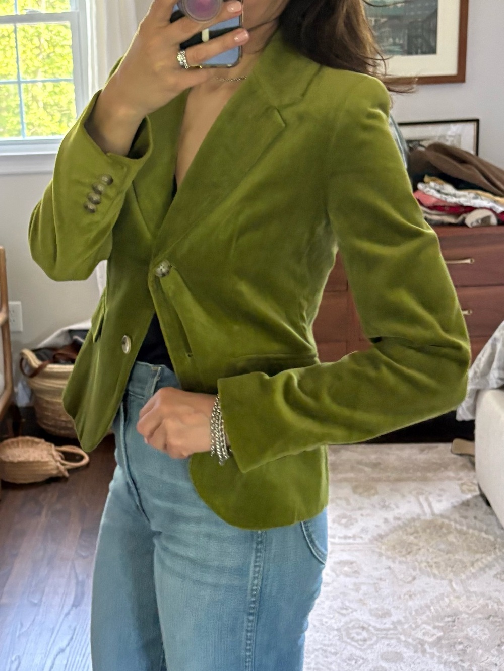 Chaiken Moss Green Velvet Blazer - Picture 2 of 12